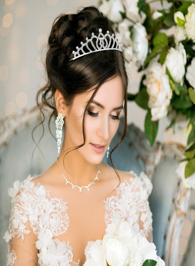 تشوانغ دي طقم تيجان أميرات تشوانغدي مكون من 6 قطع للنساء، تيجان مرصعة بالكريستال، زينة رأس مرصعة بأحجار الراين، عصابة رأس للعروس، طوق رأس لحفلات أعياد الميلاد، حفلات التخرج، وإكسسوارات شعر لحفلات التتويج. - Image 4